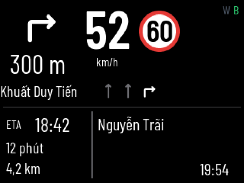 Dẫn đường: rẽ phải sau 300 m, gợi ý làn